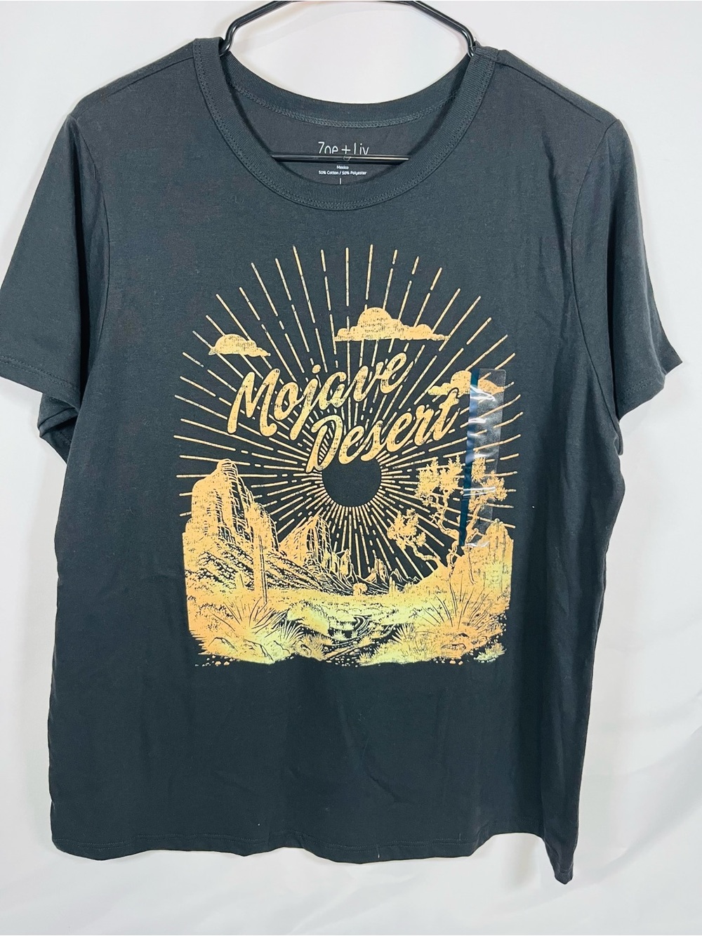 Zoe + Liv Black Tee with Gold Mojave Desert Graphic